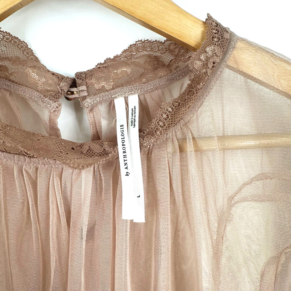 Anthropologie Godet Tulle Swing Top Large Sheer Lace Romantic Coquette Whimsical - Picture 4 of 9